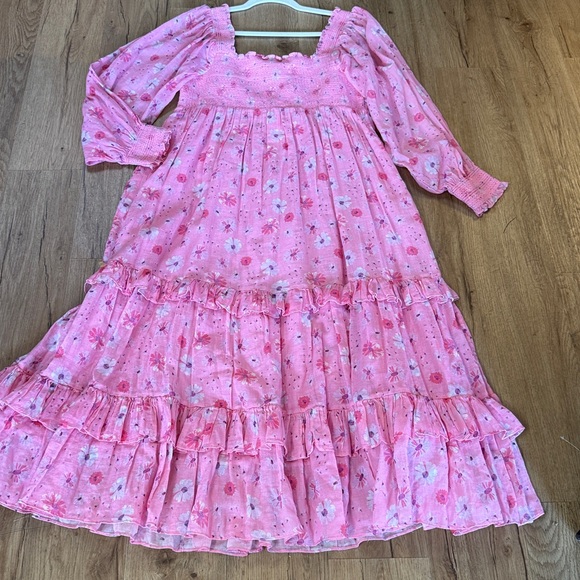 Love Shack Fancy Pink Floral Dress NWT Size L - Picture 5 of 9